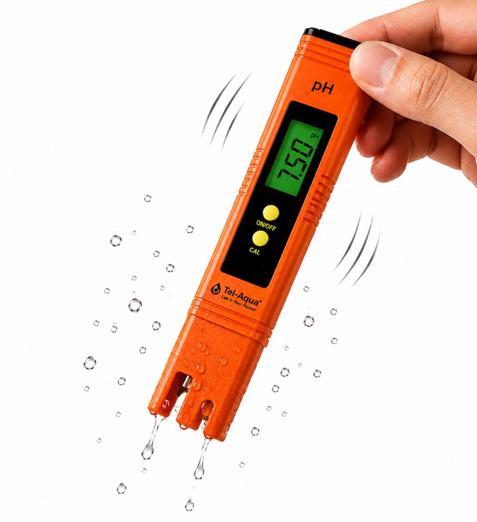 Shake excess water from the pH meter tip