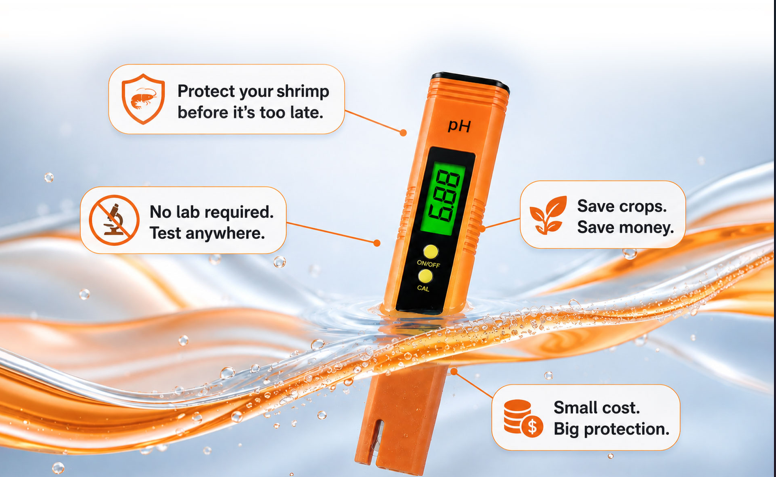 Tel-Aqua meter supporting routine shrimp crop monitoring